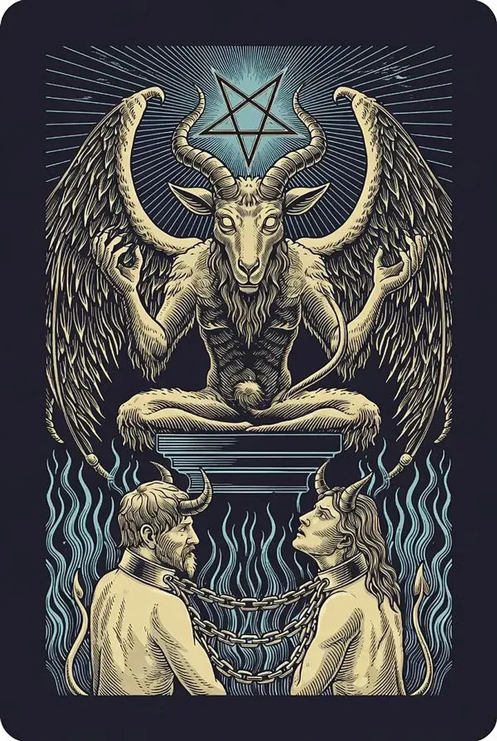 The Devil — engraved tarot card