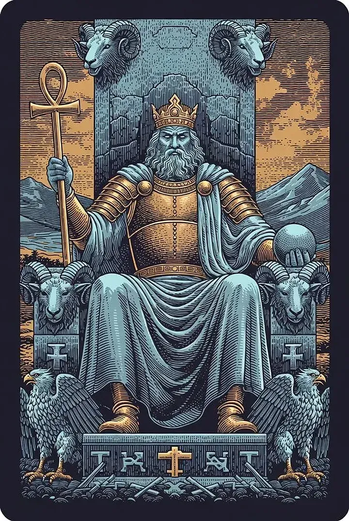 The Emperor — engraved tarot card