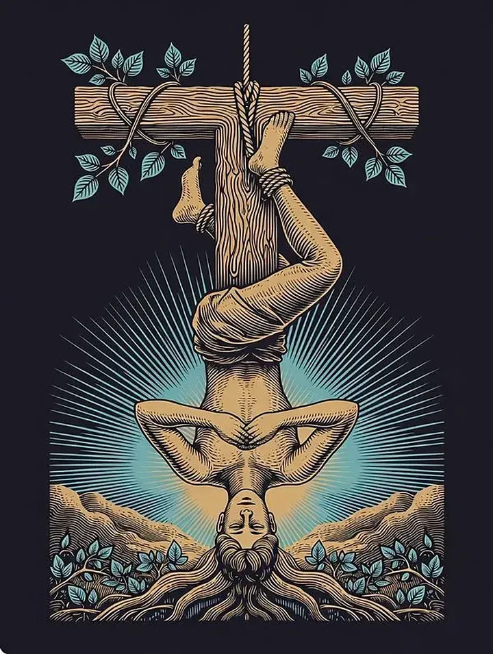 The Hanged Man — engraved tarot card