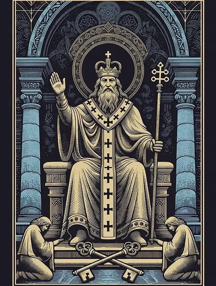 The Hierophant — engraved tarot card