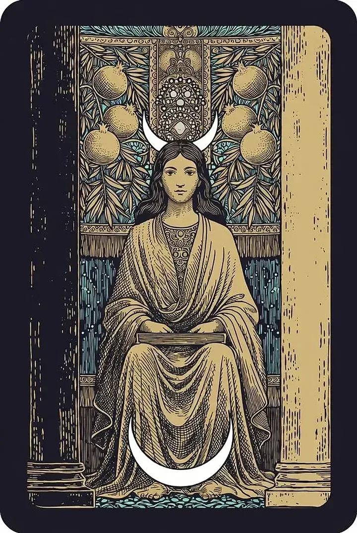 The High Priestess — engraved tarot card