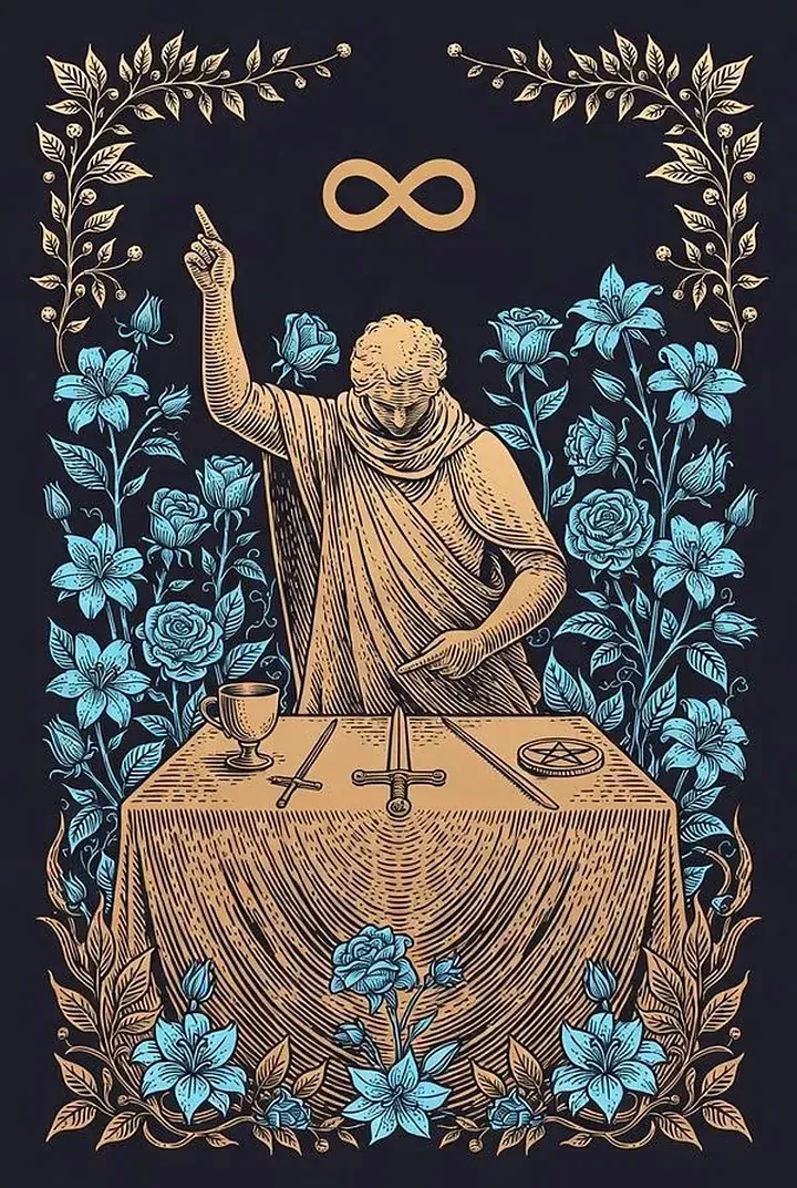 The Magician — engraved tarot card