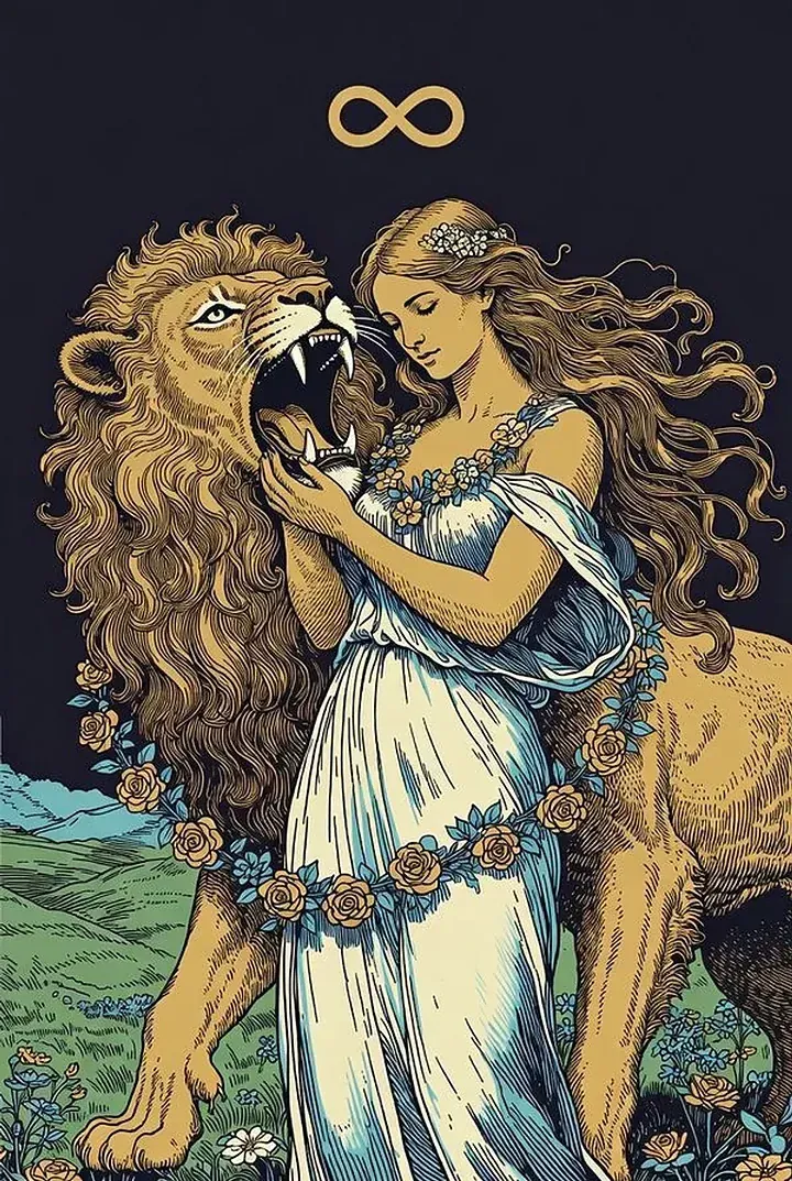 Strength — engraved tarot card