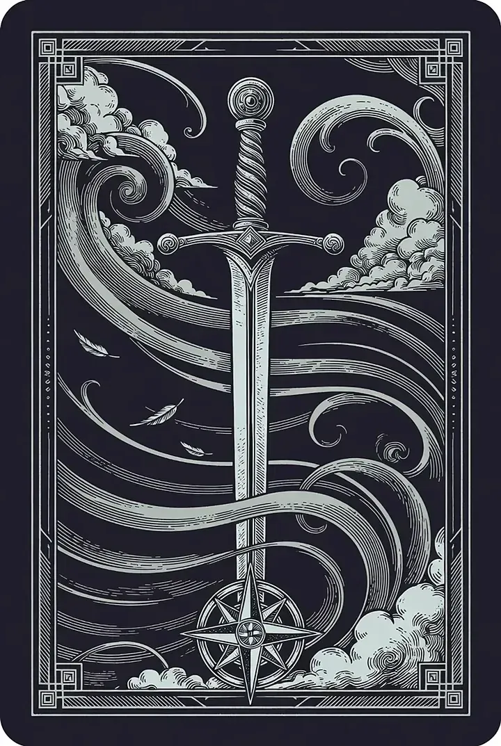 Five of Swords — engraved tarot card