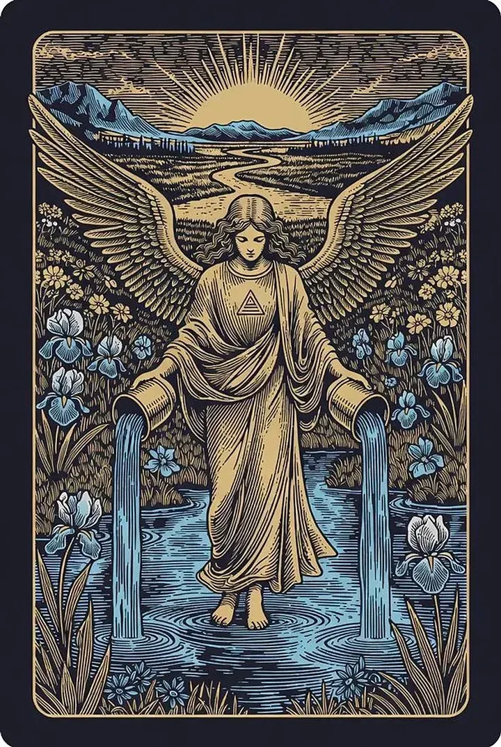 Temperance — engraved tarot card
