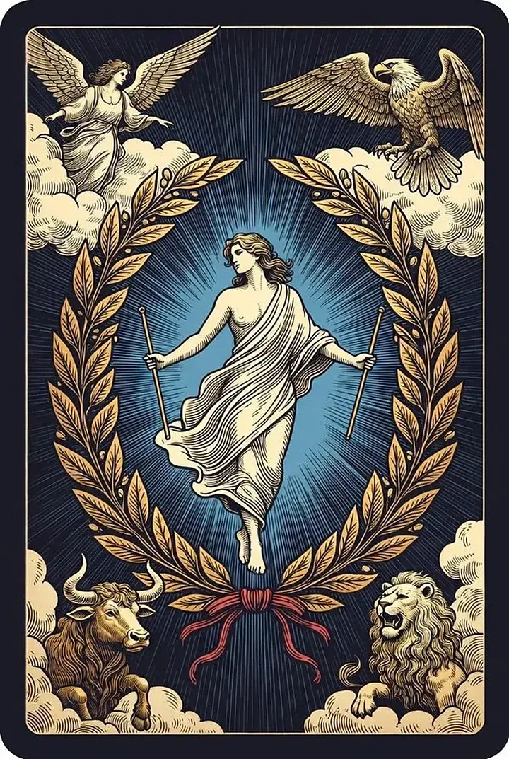 The World — engraved tarot card